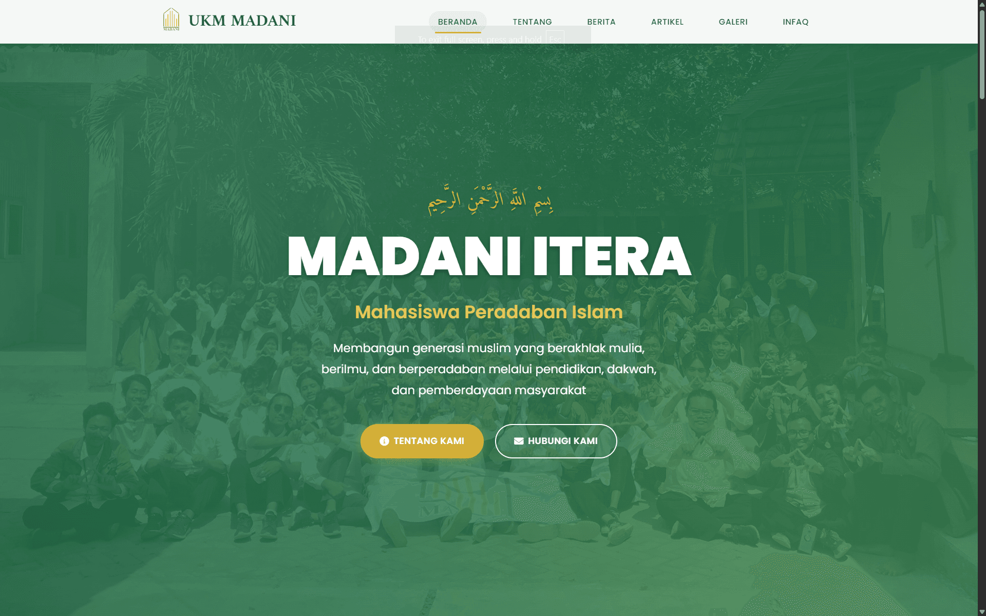 Mahasiswa Peradaban Islam Website (MADANI ITERA)